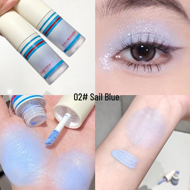 Gege Bear Liquid Eyeshadow - Subtle Shimmer, Low Saturation, No Smudge, Student-Friendly.