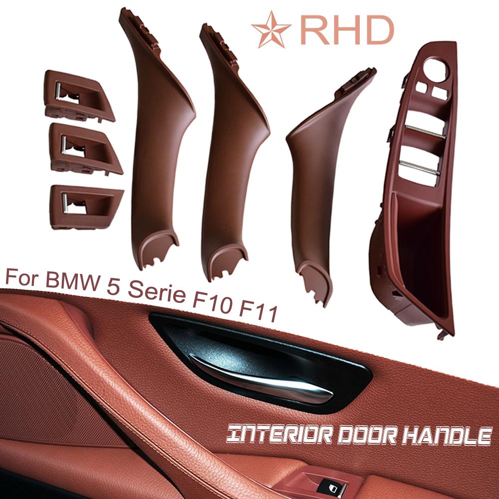 

7 шт., правый руль, RHD для BMW 5 серии F10 F11 520 525, винная внутренняя дверная ручка автомобиля, внутренняя панель, накладка
