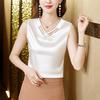 2023 Spring Satin Slimming Retro Frog Button Shirt for Women