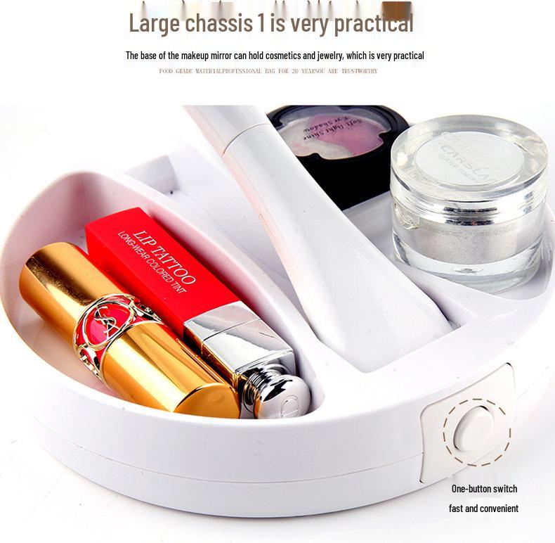 Portable LED Double-Sided Makeup Mirror with Lighted Folding Stand