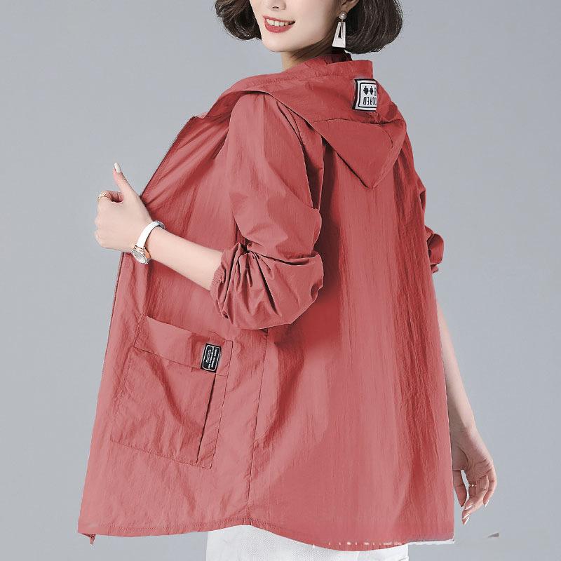 Chaqueta cortavientos fina a la moda para primavera y verano para mujer, abrigo largo con capucha para mujer, uniforme de béisbol, chaquetas holgadas