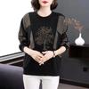 Long Sleeved T-shirt Women Spring Autumn New Loose Fitting Batshirt Mothers Round Collar Bat Sleeve Print Top M-5XL