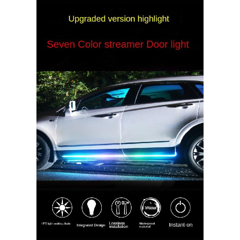 CAR Colorful LED Flexible Streamer Flowing Welcome Door Light Strip Remote APP Control Scuff Sill Panel RGB Neon