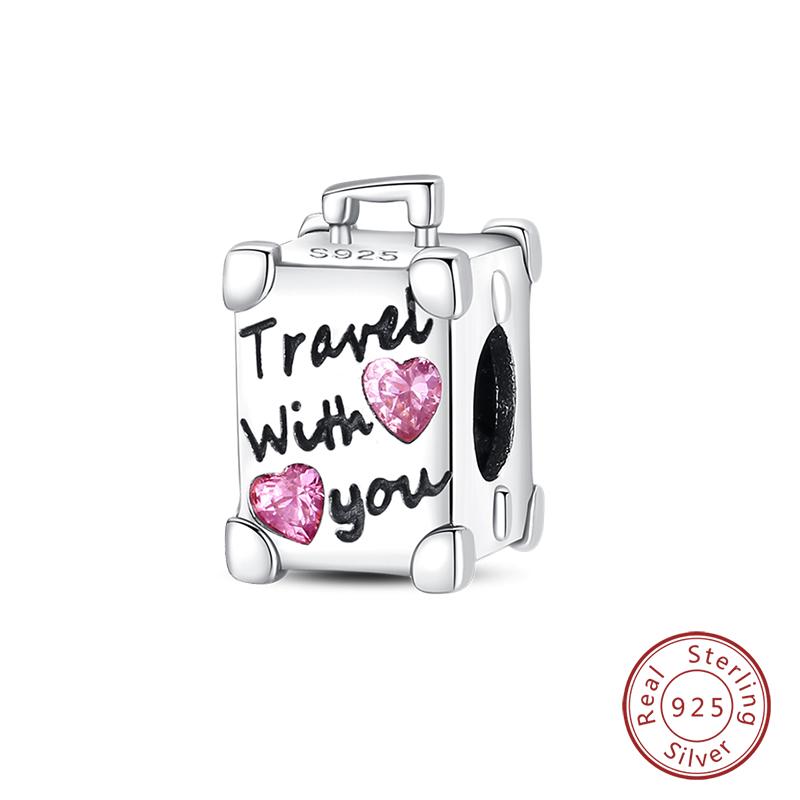 Copper Fashion Colorful Travel Luggage Charms Beads Fit Qikaola Original Bracelets Diy Anniversary Jewelry For Wome