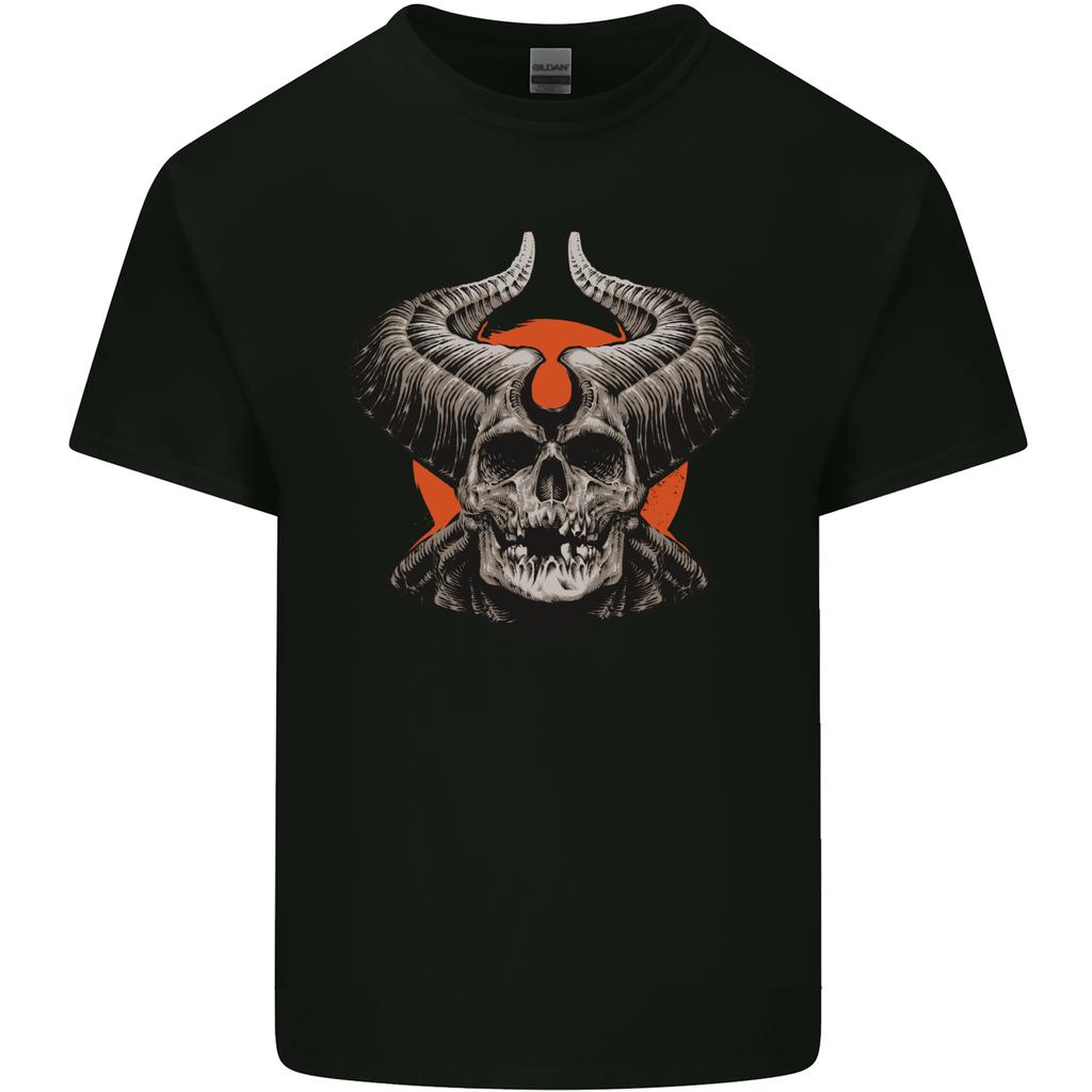 Devil Skull With Huge Horns Unisexs Light Cotton TShirt