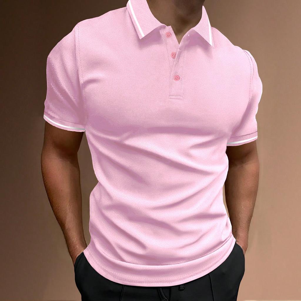 2024 New Cross-border Ribbed Collar Men's Casual Sports Lapel Fashion Short-Sleeved POLO Shirt T-Shirt