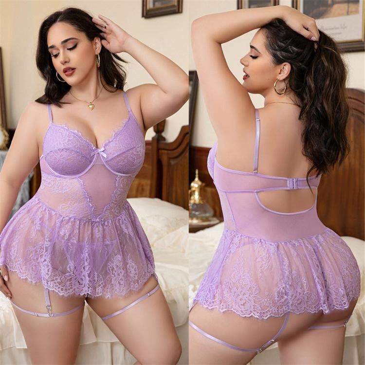 New Large Fat MM Sexy Lace Transparent Lace Sexy Set