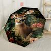 Whitetail Deer In A Lush Garden Compact Travel Automatic Umbrella With 8 Rib Compact Design All Season Women'S Umbrella For Travel Fashionable