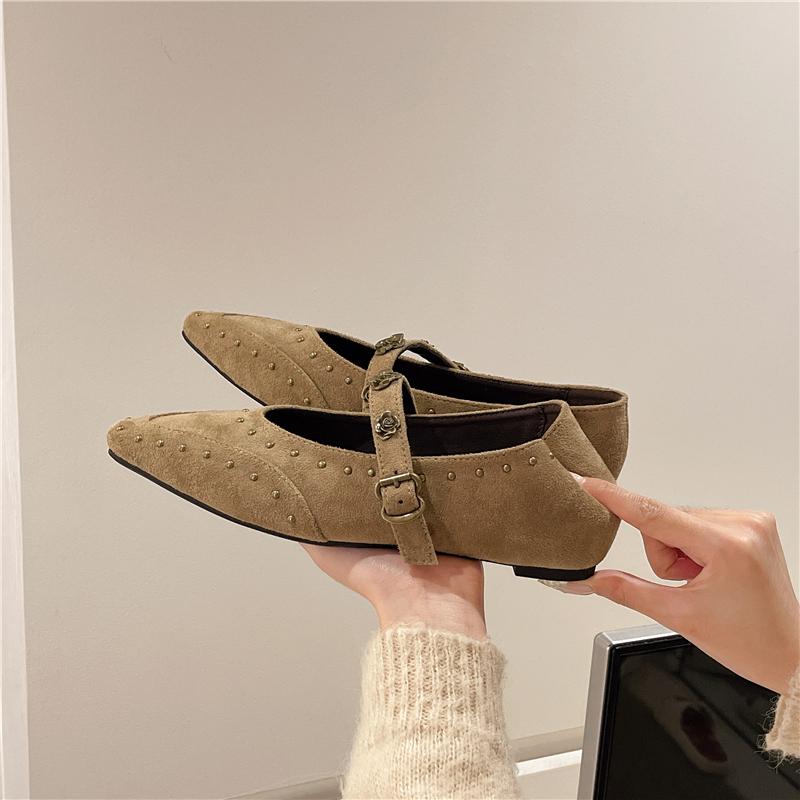 

Fashion Single Shoes Women s Autumn New Fashion Personality Rivet Inside Heightened Pointed Toe Mary Jane Shoes 40 хаки