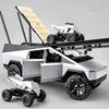 1/32 Tesla Cyber the Truck Pickup Alloy Camping RV Car Model Diecasts Metal Toy Van Motorhome Touring Car Model Sound Light Kids Gifts