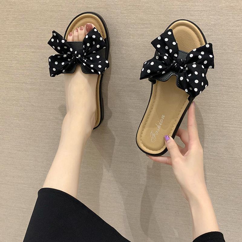Women's Summer 2025 Fashion Bow Flat Slippers - Soft Sole & Comfortable One-Strap Design
