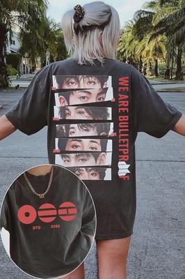 Maglietta BTS We Are Bulletproof Tour 2026 RM Jin Suga Jhope Jimin Jungkook Oversized Y2k Manica corta Harajuku Abbigliamento femminile