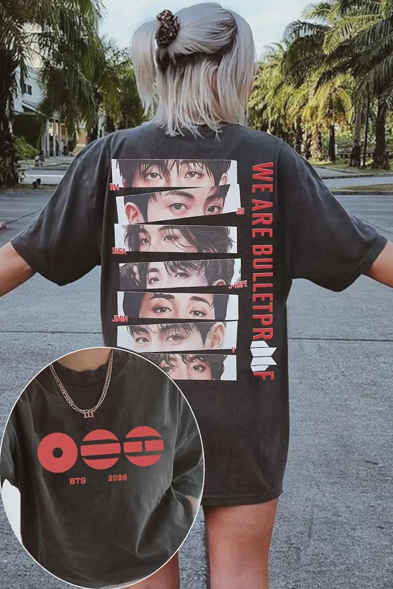 

Футболка BTS We Are Bulletproof Tour 2026 RM Jin Suga Jhope Jimin Jungkook Оверсайз Y2k С коротким рукавом Харадзюку Женская одежда 4XL