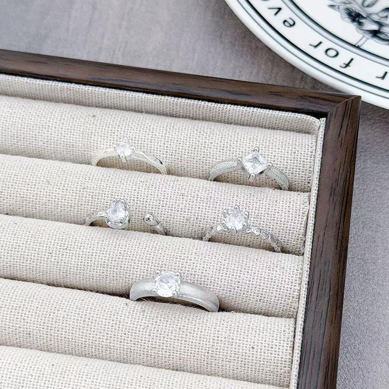 Gentle Personality Single Diamond Simple Diamond Ring Open Ring Women'S Commuting Niche Design Sense Stacked Index Finger Ring