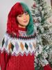 16 Inch Wavy Curly Hair Two-color Synthetic Bangs Wig for Christmas Style, Suitable for Women's Holiday Use