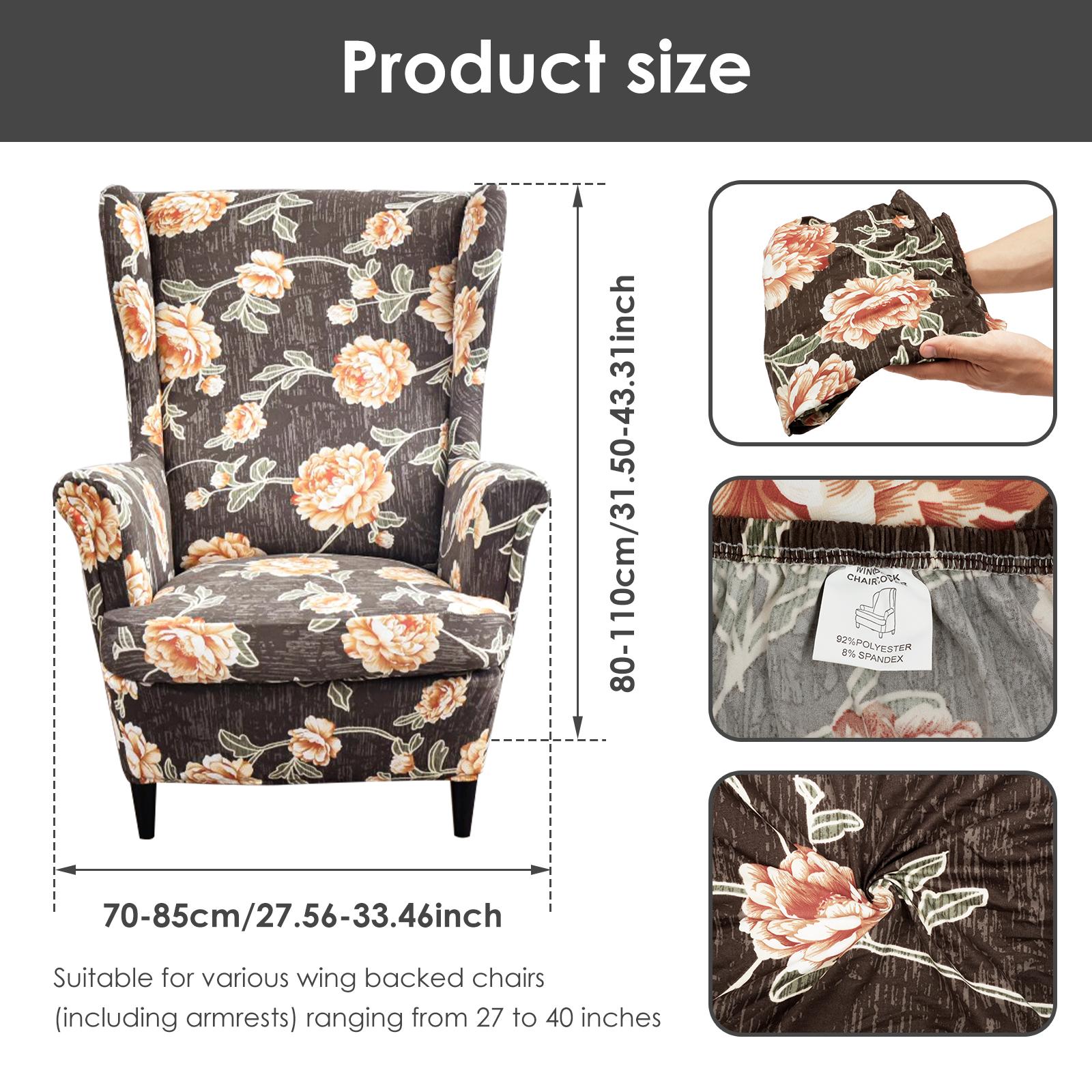 

Stretch Wingback Chair Slipcover Polyester Non Slip Wingback Armchair Covers with Elastic Band Decorative Single Chair Protector