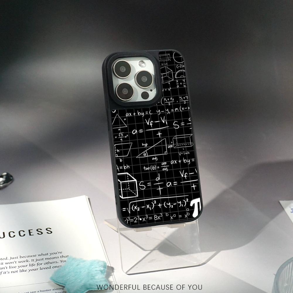 Cool Formula Equation Cool Pattern Phone Case for iPhone 17 16 E 15 14 13 12 Pro Max Sheepskin Silver-edged Protective Case