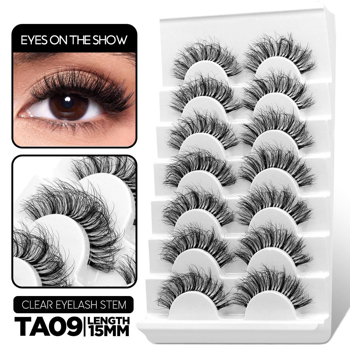 Пушистые накладные ресницы 5/7 пар натуральных кошачьих ресниц прозрачный стебель — фото 21