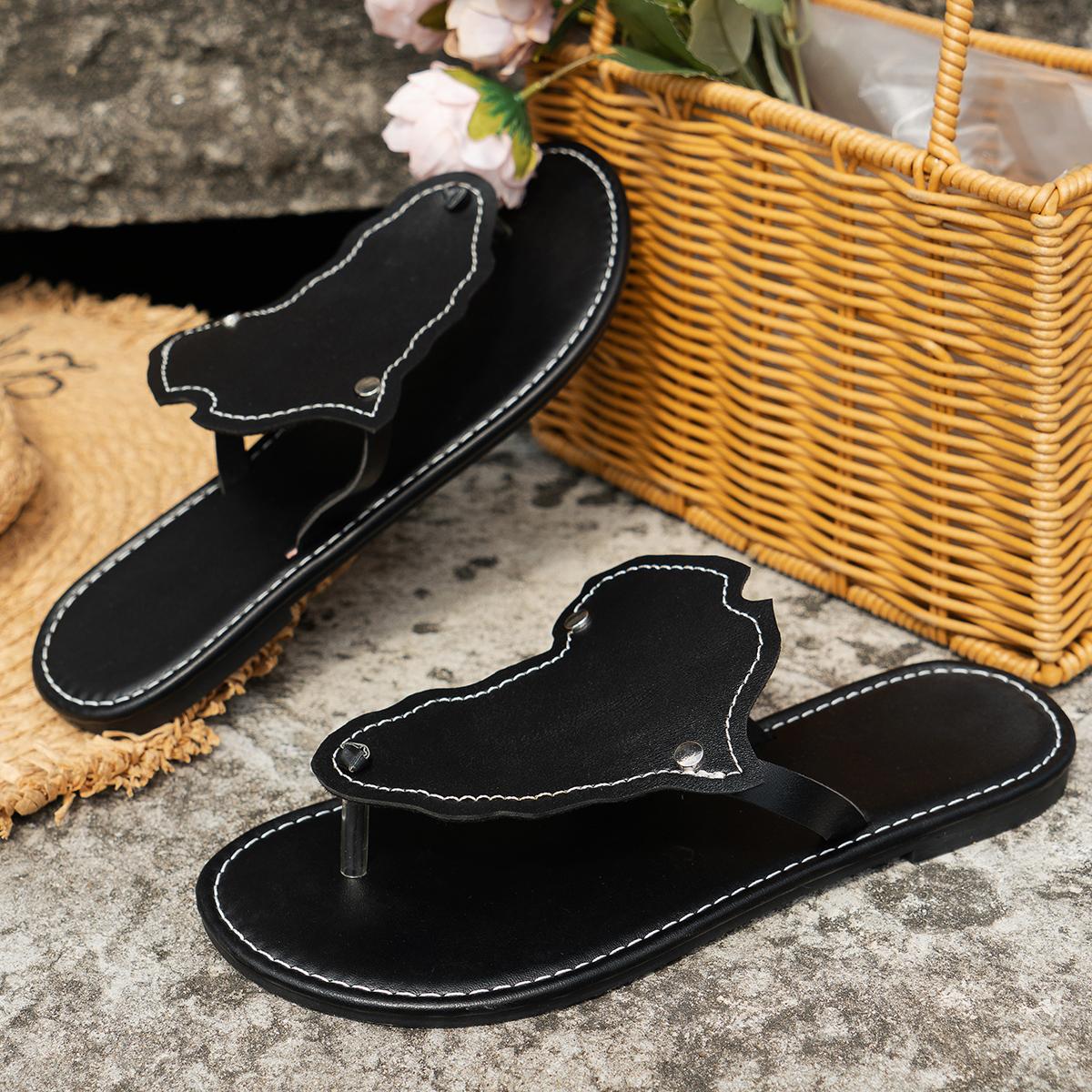 

New Flip Flops Large Size Flats Women Slippers Summer Beach Casual Sandals Fashion Brand Walking Dress Mujer Zapatillas Slides 36 чёрный