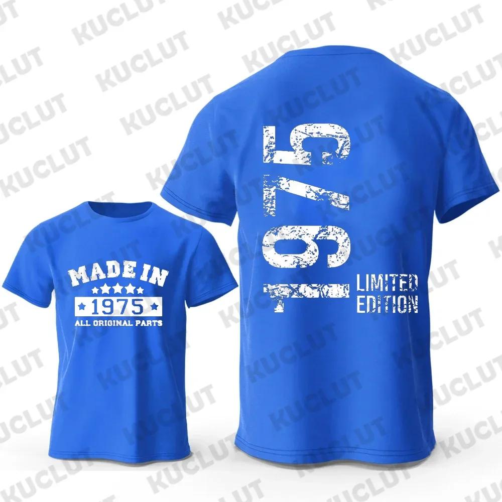 T-Shirts for Men Vintage Made In 1975  48th Birthday 48 Years T-Shirt Mens Tshirt Street Fashion Short Sleeve Shirt Men Clothing