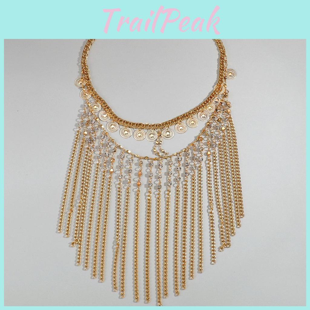 Jewelry Head Ethnic With Gold Water Drill Chain Tassel For Festival Wear Party