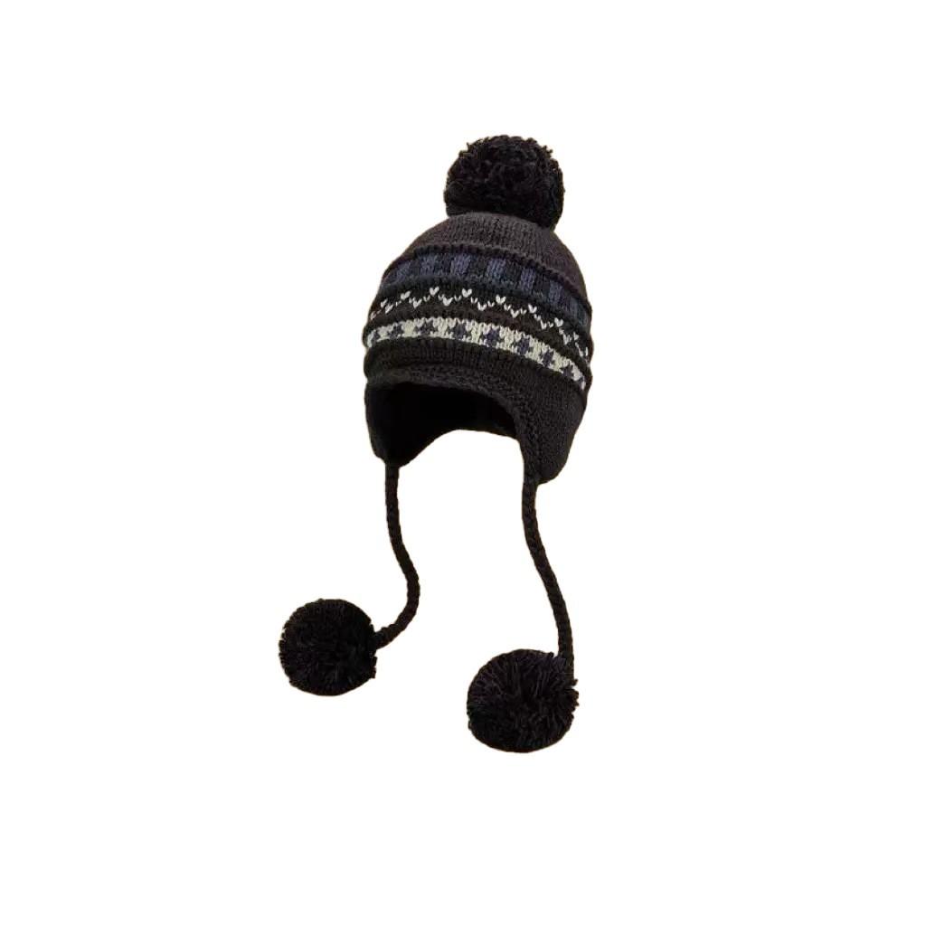 Winter big head circumference fleece warm wool hat cold protection ear cover hat, Fair Island wind hairball knitted hat