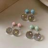 Silver Needle High-Grade Resin Drip Oil Round Stud Earrings – Fresh, Simple, Versatile Fashion Accessories.