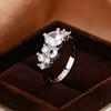 Classic Pure  Sterling Silver Shiny Round Zircon Ring For Women Engagement Wedding Luxury High Quality Fine