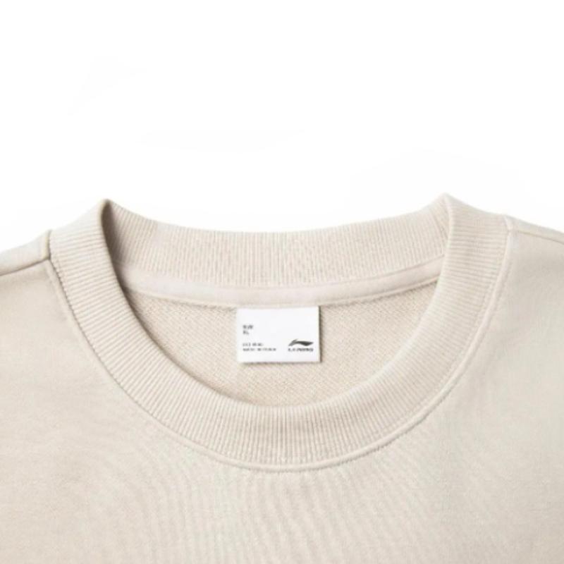 Li-Ning Minimalist Solid Color Skin-Friendly Breathable Comfortable Crew Neck Pullover Long Sleeve Sweatshirt Casual Sports Set AWDVK45-3+AKLU881-2