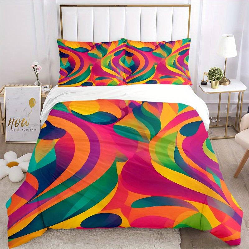 3pcs Abstract Art Print Bedding Set, Breathable and Soft, Suitable for All Seasons, Ideal for Home Use, Suitable for Bedroom Decor 21116