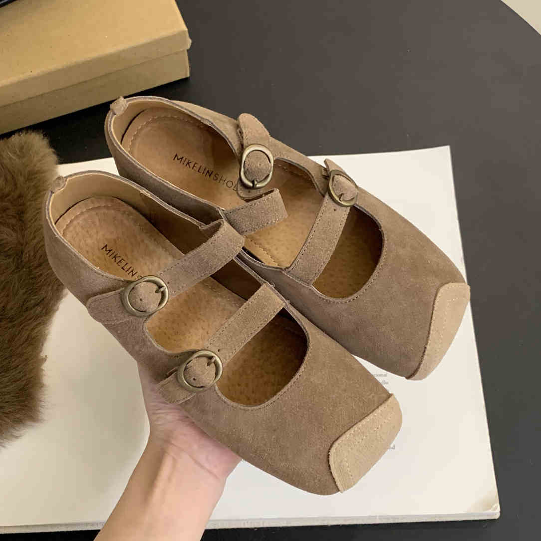 

Fashion Retro Ballet Flat Belt Buckle Slip on Mary Jane Loafers for Women Daily Square Toe Comfort Soft Sole Leather Shoes Zapatos Mujer 39