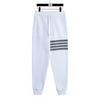 Waffle Knit Casual Sweatpants Men Women - Loose Fit Cotton Lounge Pants With Four Stripes Wear