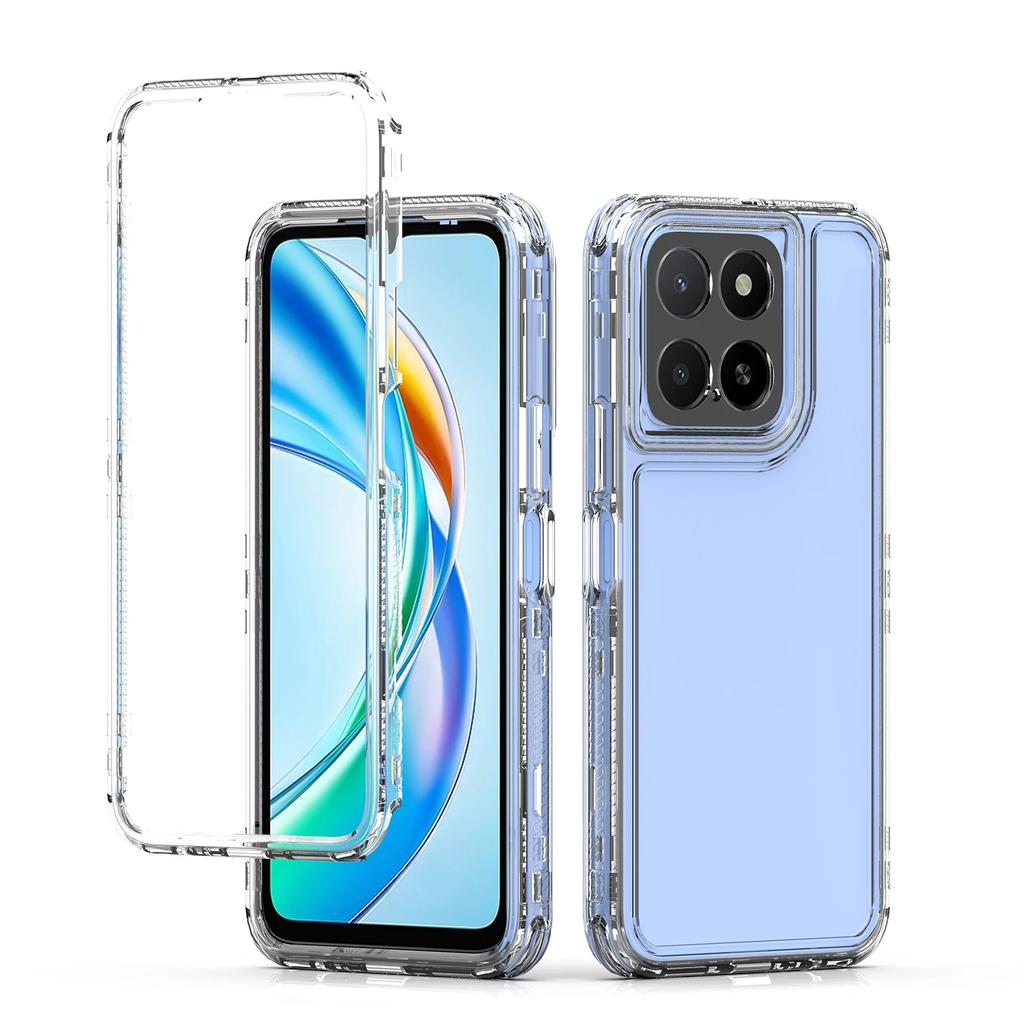3 In 1 Hybrid Armor Shockproof Phone Case For Honor X5B Plus 6.56 Inches Hard Plastic TPU Frame Transparent Acrylic Back Cover