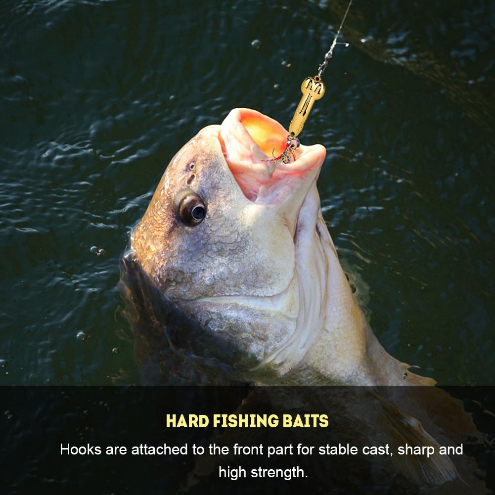 Conjunto de Iscas de Pesca Vibratórias de Metal 2 peças Kit de Iscas Artificiais Rígidas com Anzol (5gOuro+20gOuro)
