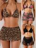 Leopard Print Bikini Set With Polyester Fabric And Padded Hanging Neck For Water Sports