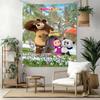 Masha Bear Wall Decor Tapestry Art For Pet Memorial Birthdaywedding Party Backdrop Family Gift