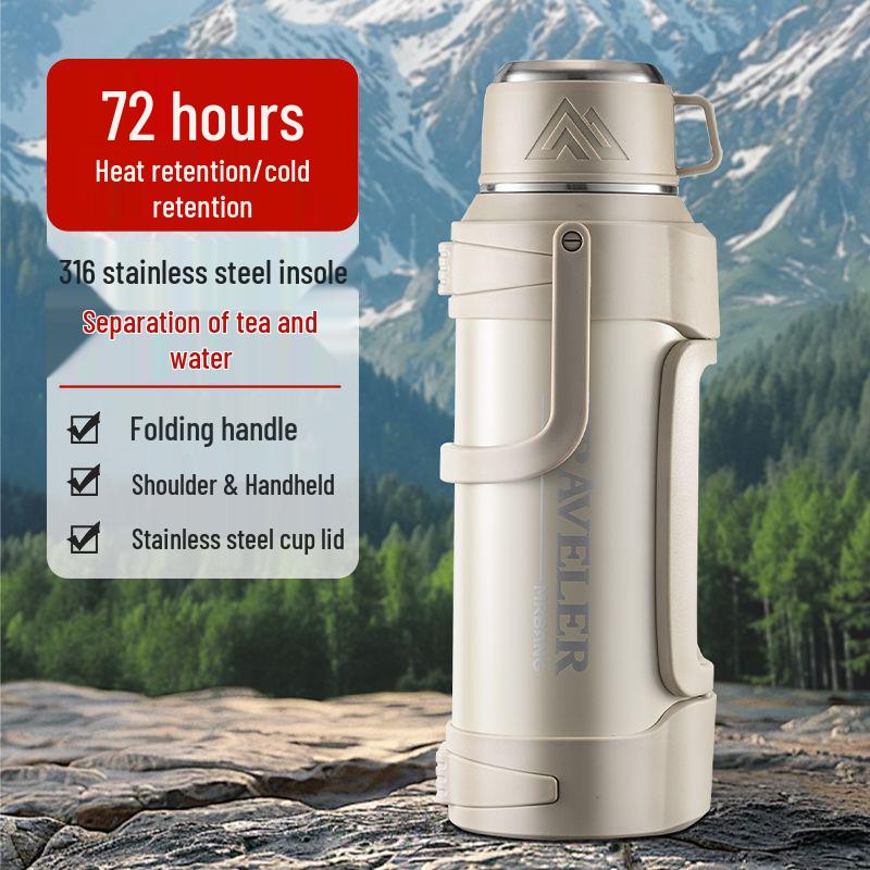 316 Stainless Steel Insulated Kettle, Large Capacity, Portable Outdoor Cup, Car-Mounted Hot Water Bottle