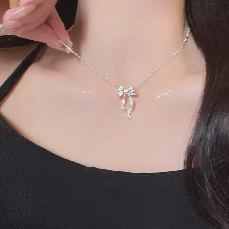 2024 Women's Niche French Ballet Bow Clavicle Pendant Necklace