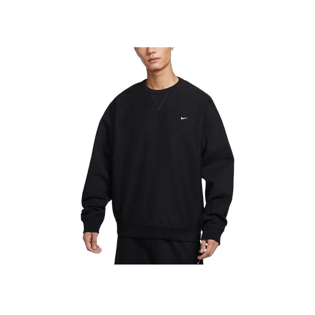 Nike Solo Swoosh Solid Color Crewneck Pullover Fleece Long Sleeve Sweatshirt Men Sweatshirt HV1087-010