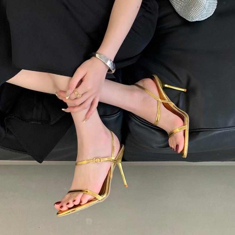 One Word with High Heels Large Size Women's Shoes Summer New Model Catwalk High Heels Sandals