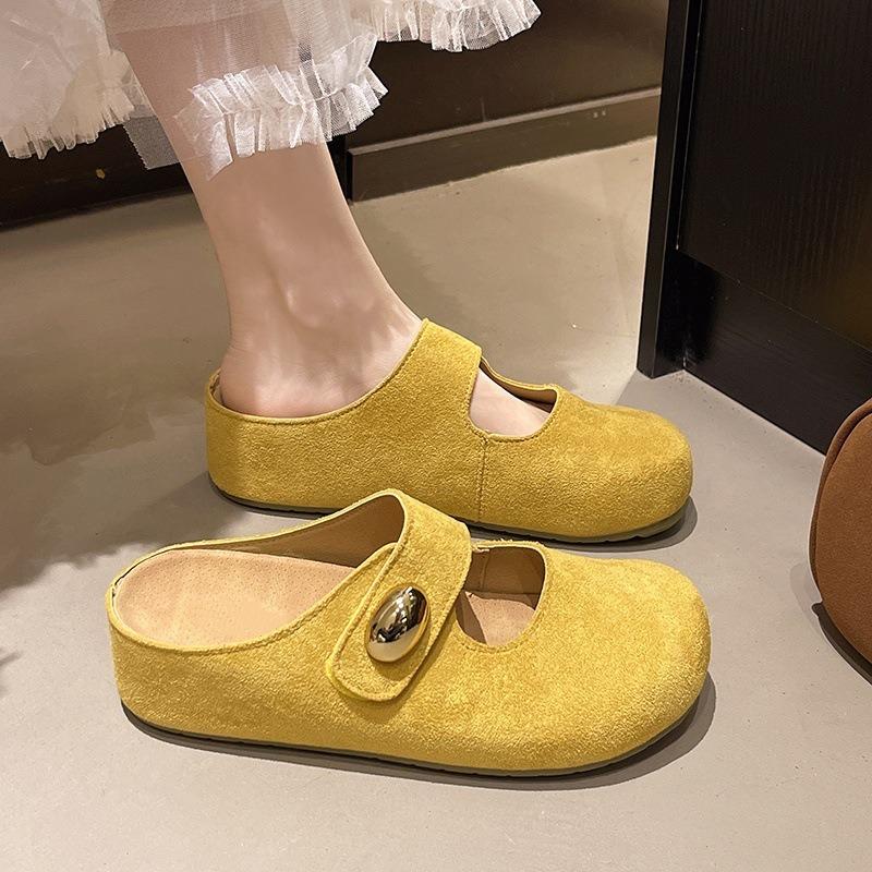 Inner height-increasing slippers for women to wear new thick-soled bag head half slippers with skirt and one pedal slippers