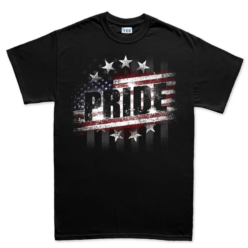 America Pride Cotton T Shirt Casual Sporty Style Unisex Fitness Muscle Black M