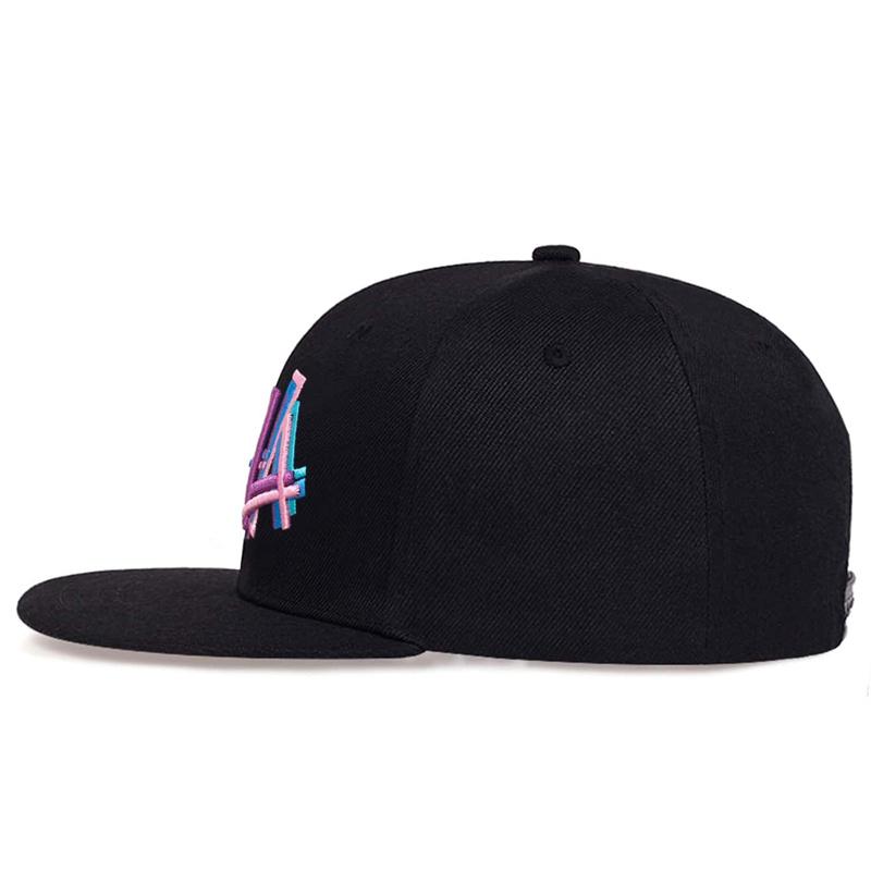 Black Baseball Cap Hats Men Snapback Cap Embroidery Letter Sports Flat Brim Hip Hop Cap