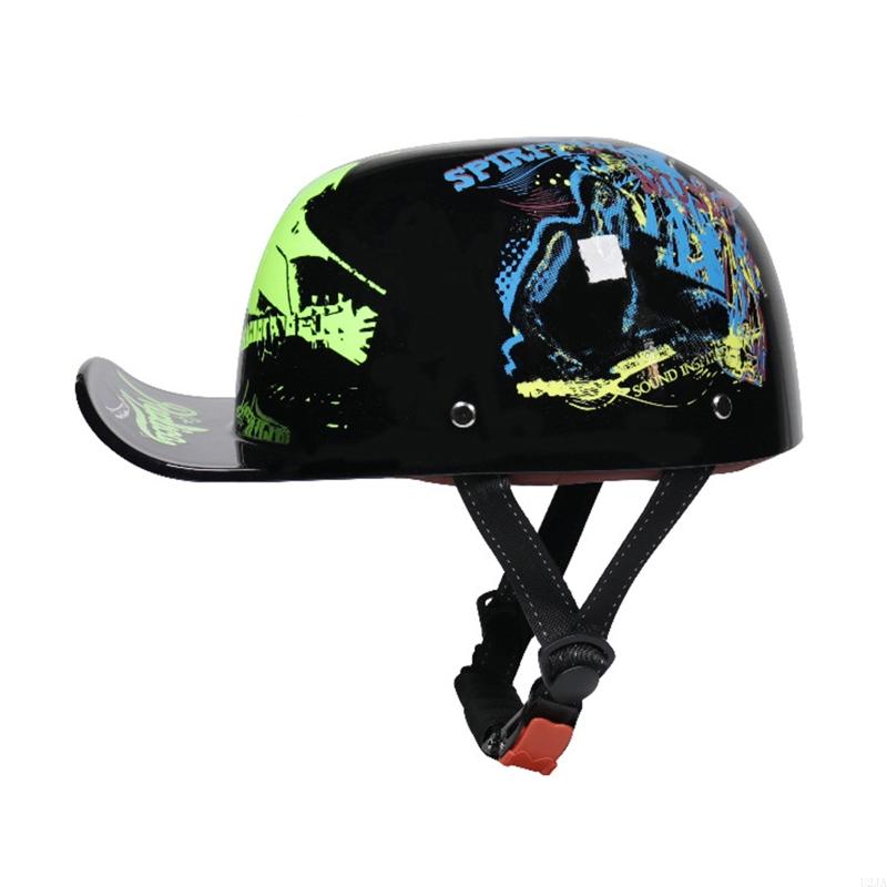 U2JA Baseball Cap Helmet Motorcycle Vintage Retro Helmets Summer Open Face Scooter Cruiser Chopper Gangster for Men Women Kid