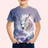 Children's Boy's Clothing Colored Dragons 3D Print Graphic T Shirts Outdoor O-Neck Summer Short Sleeves Top Clothes for Children