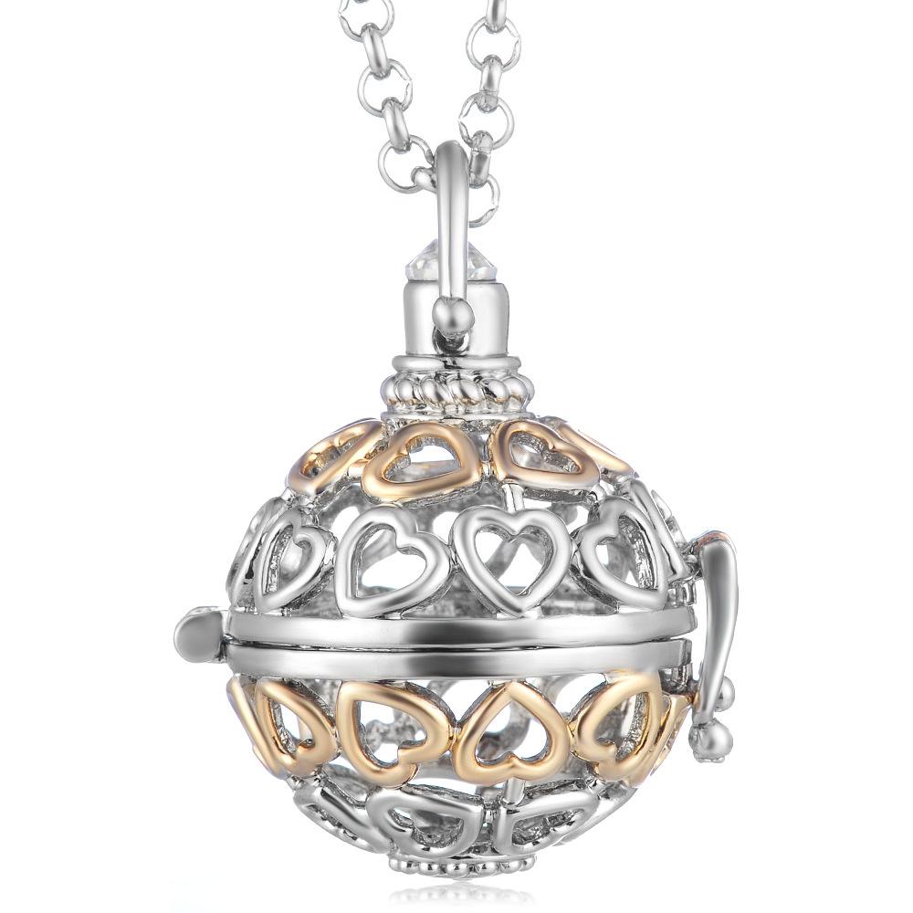 Mexico Chime Two-Color Feather Caller Locket Piano Ball Necklace Essential Oil Diffuser Perfume Musical Pendant New Jewelry