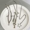 3Pieces Star Fringe Necklace Hip Hop Round Bead Choker Multilayer Clavicle Chain Y2K Jewelry OT Buckle Necklace Party