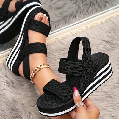 New Minimalist Slingback Wedge Sandals Outdoor Summer Lightweight Slides Solid Color Thick Bottom Ladies Shoes Female Sandals