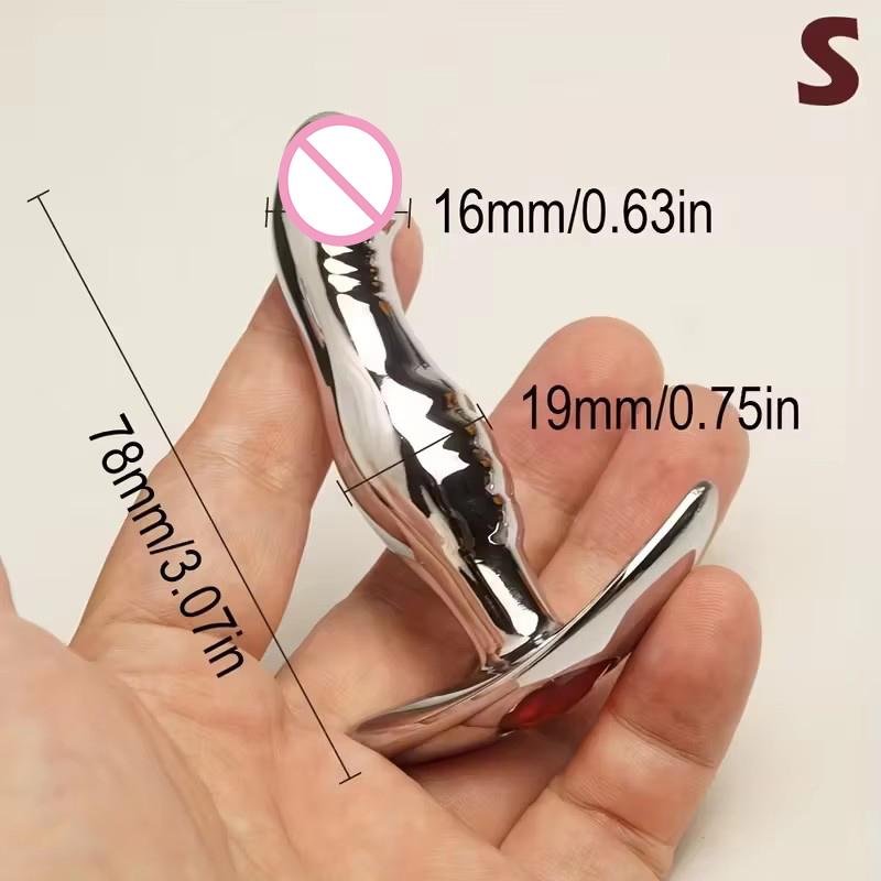 Metal Anal Dildo Sex Toys,Curved Butt Plug,Ass Anus Dilator,Analplug Buttplug With Jewelry Base,Prosate Massager