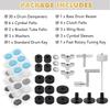 Drum Set Accessories Kit Clutch Felt Pads  Wing Nut Washers, Drum Keys, Plastic Cymbal Sleeves